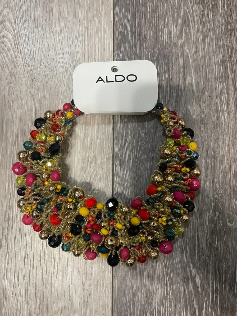 ALDO Multicolor Beaded Statement Necklace with Gold Accents - Picture 1 of 3